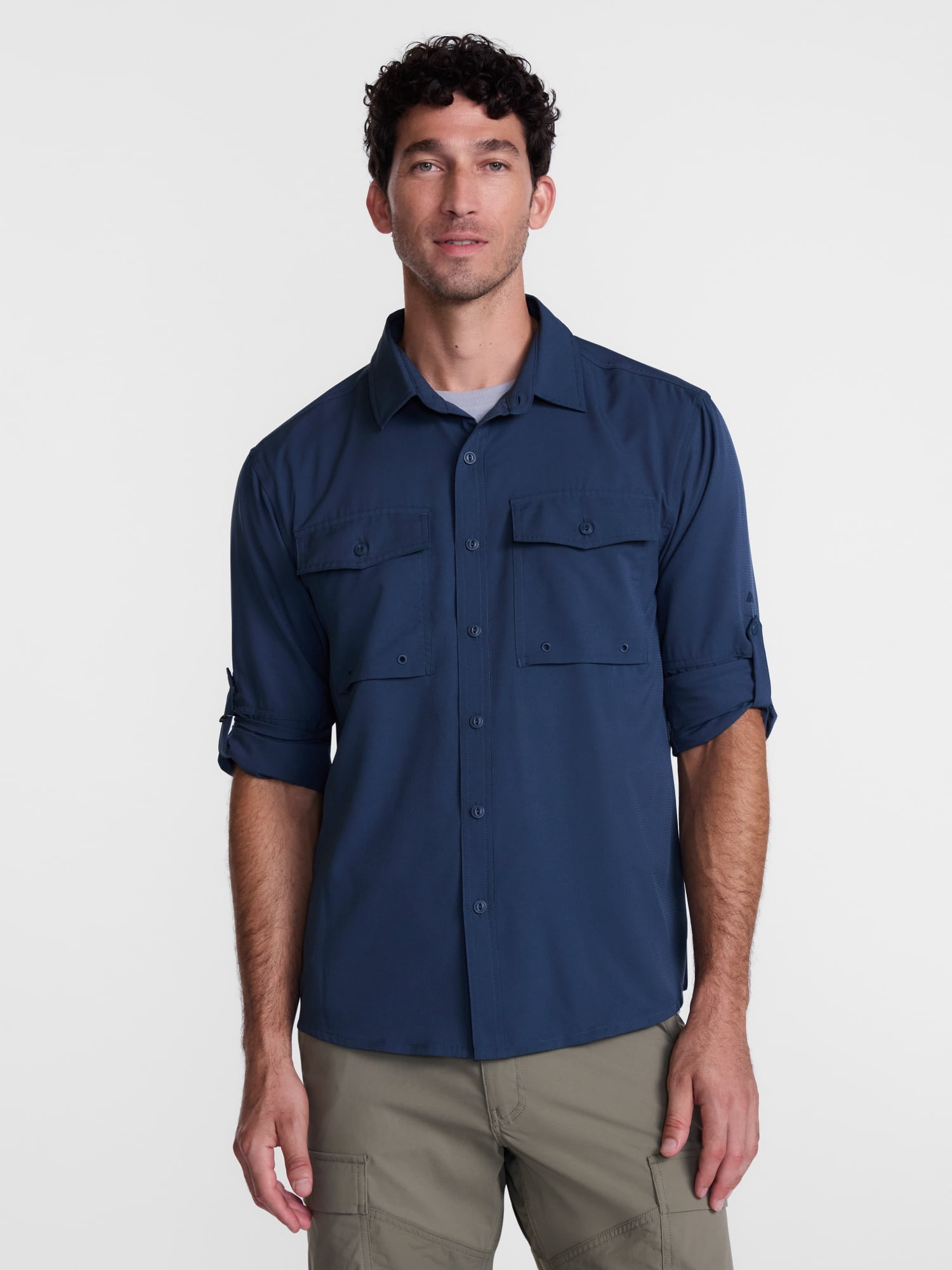 Ozark Trail Men's Fishing Shirt with Long Sleeves, Sizes S-4XLT