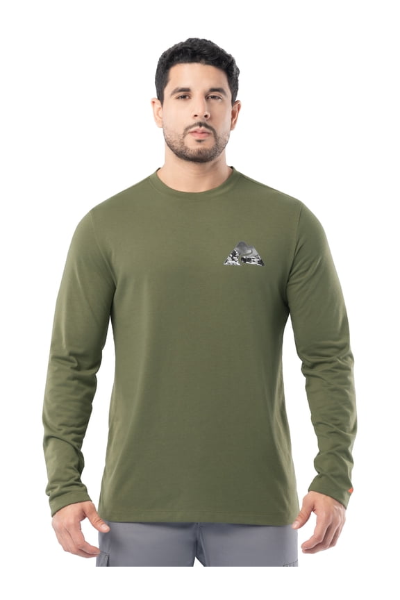 Men's Active Graphic Tee with Long Sleeves, Sizes S-3XL