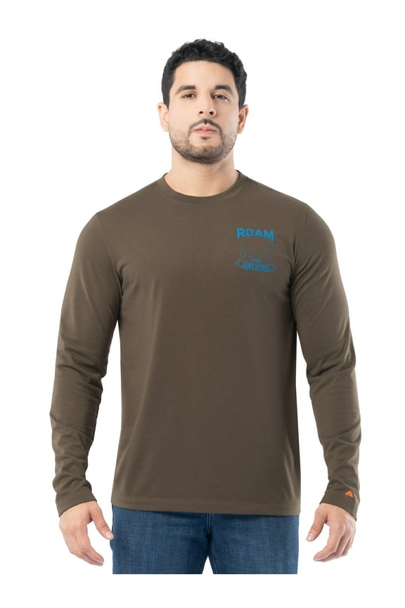 Men's Active Graphic Tee with Long Sleeves, Sizes S-3XL