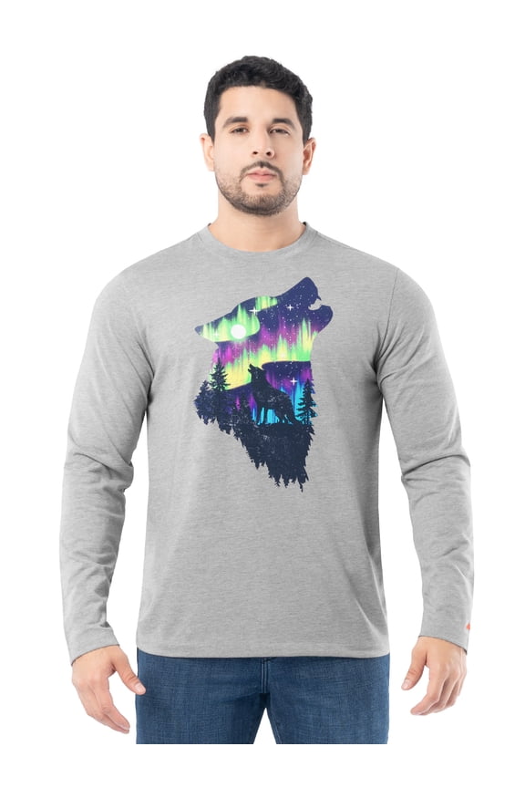 Men's Active Graphic Tee with Long Sleeves, Sizes S-3XL