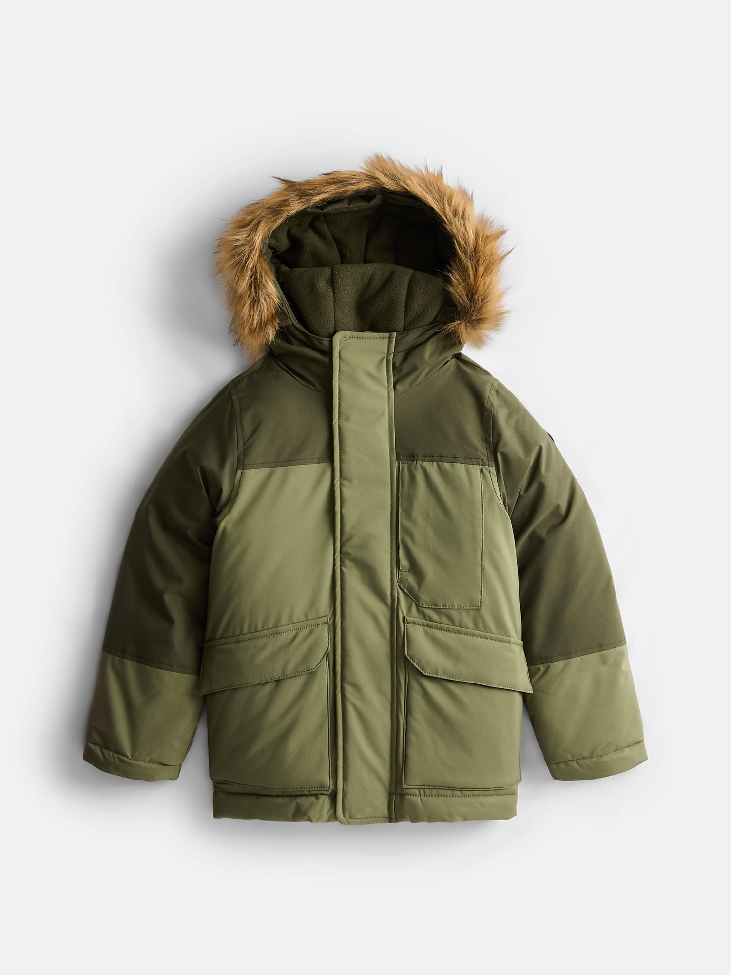 Ozark Trail Boys' Parka Jacket with Faux Fur Hood, Sizes 4-18