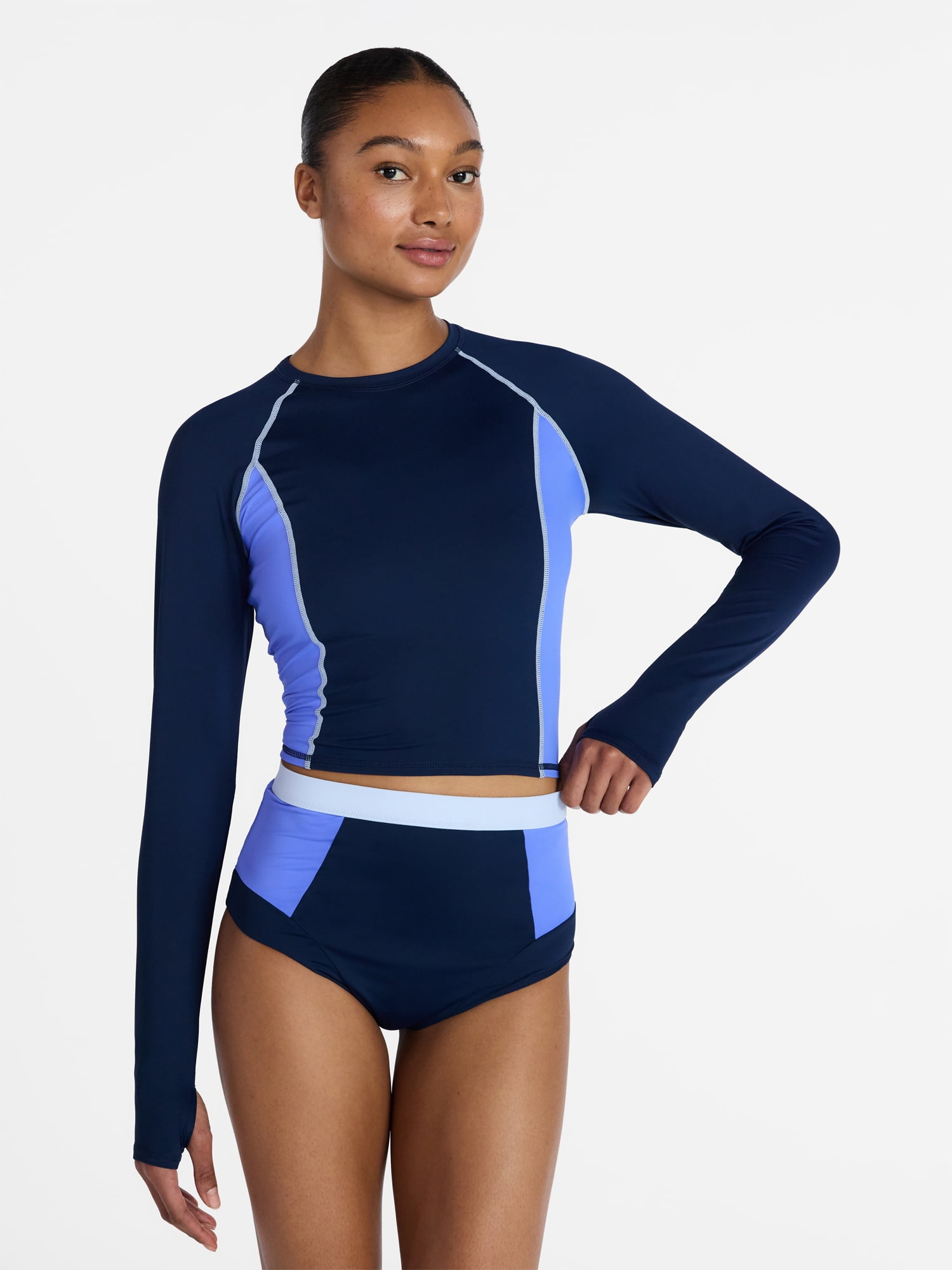 Ozark Trail Women's and Women's Plus Size Rash Guard Swim Top with Long Sleeves, Size XS-3X