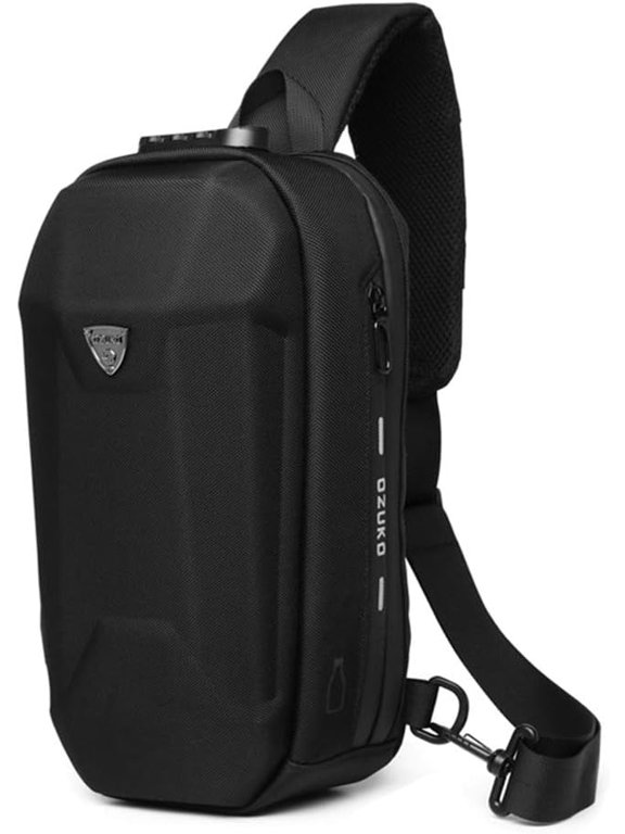 Anti Theft Chest Sling Shoulder Backpacks Bags Crossbody Daypack Waterproof Chest Bag with USB Charging Port (Black)