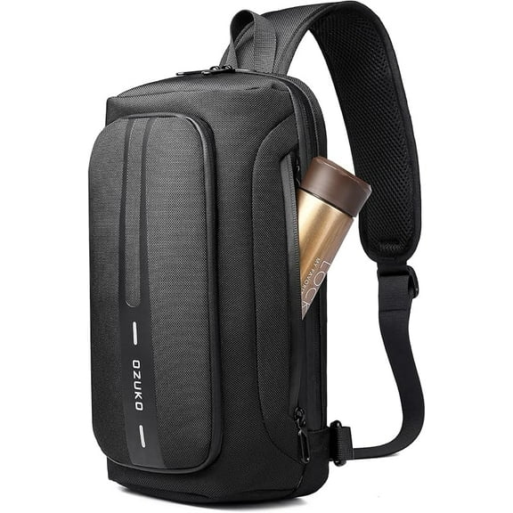 OZUKO Anti Theft Crossbody Sling Bag,Large Waterproof Shoulder Chest Bag Backpack with USB Charging Lightweight Casual Backpacks (Grey)