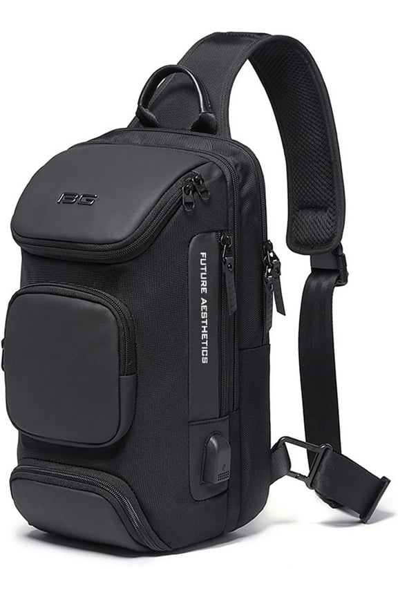 Sling Backpack Sling Bag Crossbody Backpack Shoulder Casual Daypack Rucksack for Men Black