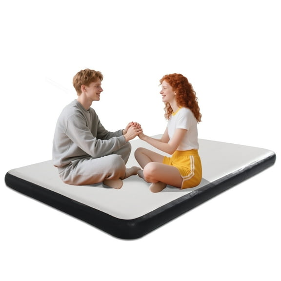 OZVMZQ Queen Size Inflatable Air Bed Mattress, 6'' Elevated Pad, with Pump, White, Hypo-Allergenic, Portable, Outdoor Camping Mat