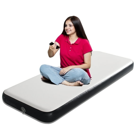 OZVMZQ Twin Size Inflatable Air Bed Mattress, 6'' Elevated Pad, with Pump, White, Hypo-Allergenic, Portable, Outdoor Camping Mat