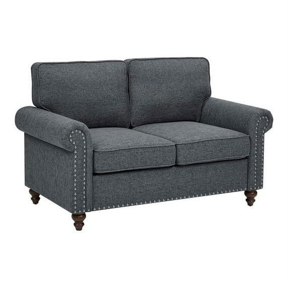 Oadeer Home 57" Modern Linen Blend Fabric Upholstered Loveseat in Gray