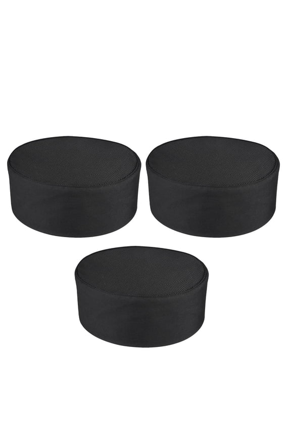 Comfortable Black Chef Hats Adjustable Breathable Caps for Bakers 3Pcs