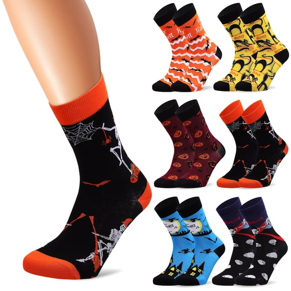 Oahisha 6 Pairs Cotton Socks Colorful Socks Fun Halloween Gifts Costume Party Dress Unisex Socks