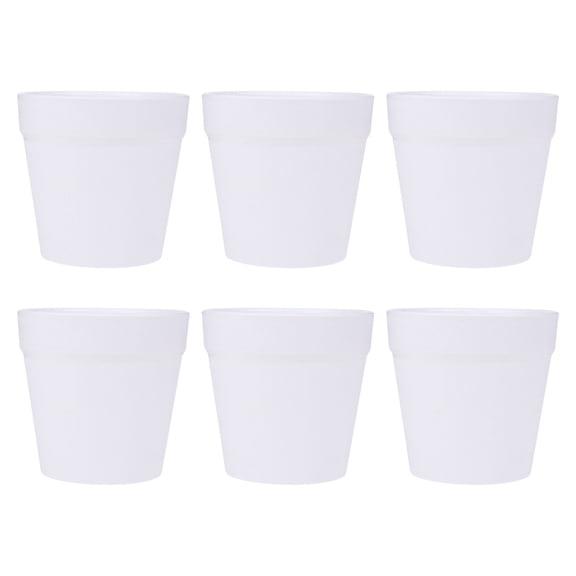 MUSEYA DIY Painting Flower Pot Plastic White 6Pcs 3.7X3.7X3.5in