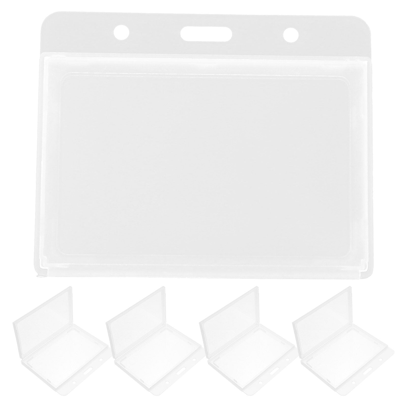Oahisha 5Pcs Horizontal ID Holder Frosted Color Hard Plastic Badges Passport Work Permit Name
