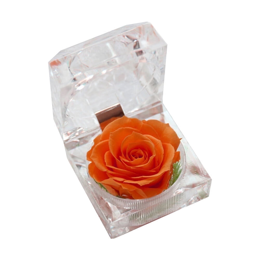 Oahisha Preserved Fresh Flower,1Pcs Preserved Flower Eternity Rose Never Withered Rose Gift for Valentine's Day Birthday and Anniversary with Drawer Gift Box (Orange)