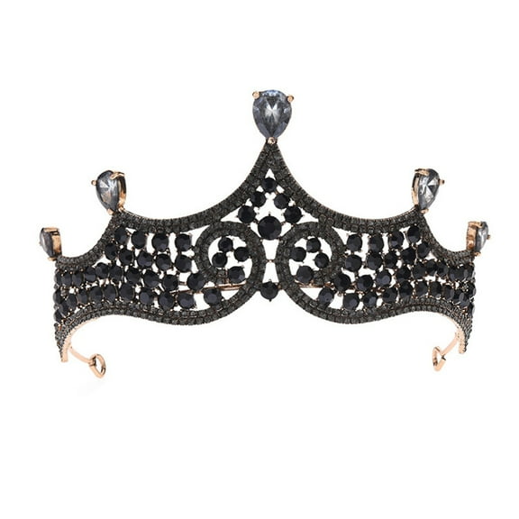 Retro Black Crown for Women with Rhinestones and Alloy Material Perfect for Wedding Hair Decorations