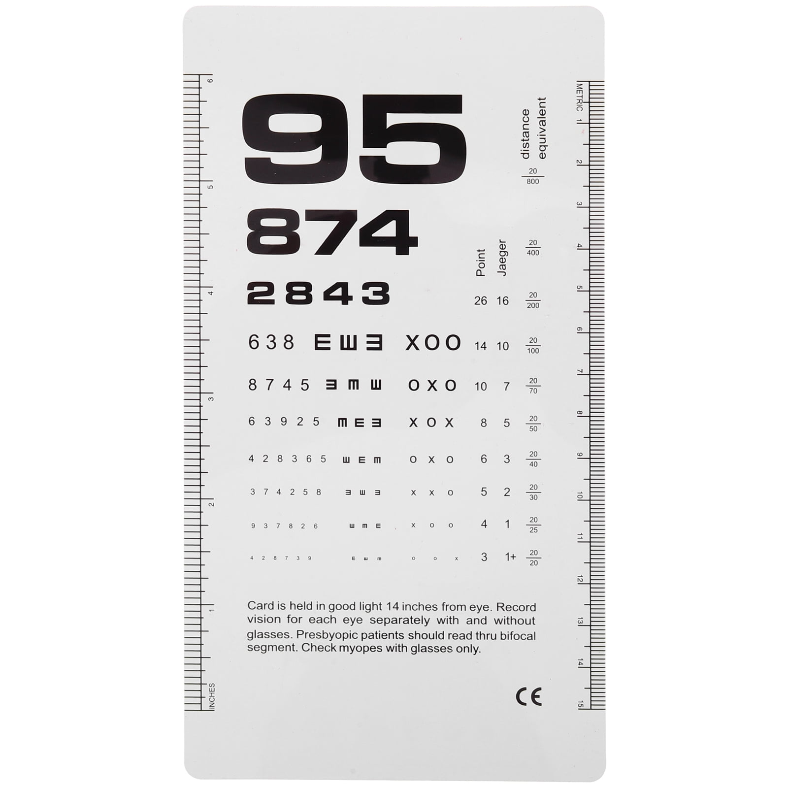Oahisha Vision Test Eye Chart Pocket Eye Chart Dual Sided Plastic Eye