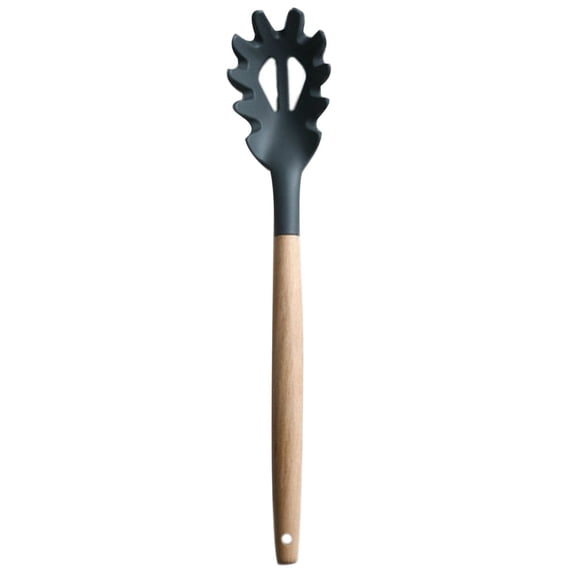 Oahisha Wood Handle Silicone Spaghetti Spoon Pasta Claw Pasta Noodle Spoon for Home