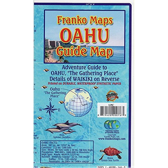 Oahu Hawaii Adventure Guide Franko Maps Waterproof Map