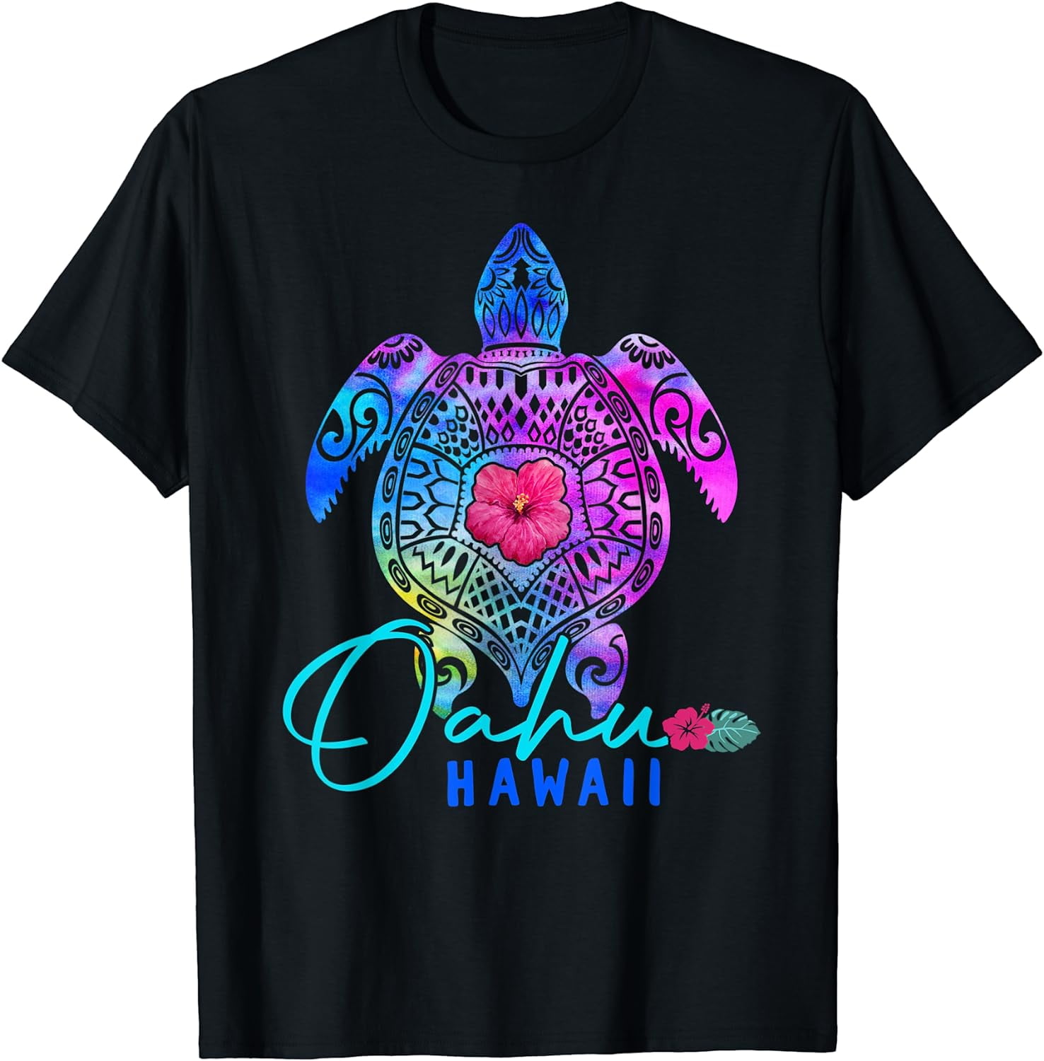 Oahu Hawaii Hawaiian Tie Dye Sea Turtle Vacation Summer T-Shirt ...