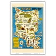 thumbnail image 1 of Oahu Hawaii Mem-O-Map - World War II Military Souvenir Map - Vintage Pictorial Map by John G. Drury c.1946 - Master Art Print (Unframed) 12in x 18in, 1 of 4