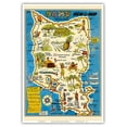 thumbnail image 1 of Oahu Hawaii Mem-O-Map - World War II Military Souvenir Map - Vintage Pictorial Map by John G. Drury c.1946 - Master Art Print (Unframed) 13in x 19in, 1 of 4