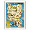 thumbnail image 1 of Oahu Hawaii Mem-O-Map - World War II Military Souvenir Map - Vintage Pictorial Map by John G. Drury c.1946 - Master Art Print (Unframed) 9in x 12in, 1 of 4