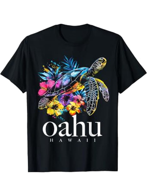 Oahu Hawaii Sea Turtle Hawaiian Diving Surfer Souvenir T-Shirt