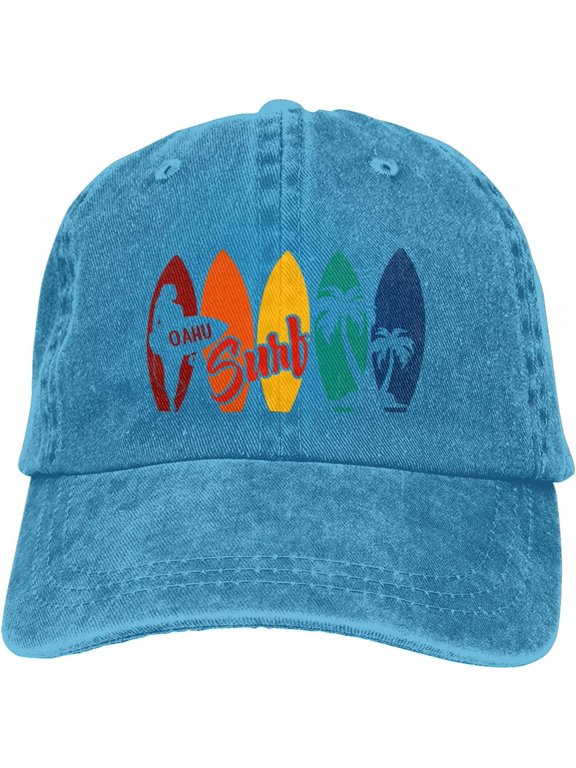 Surfing Beach Funny Hat Adjustable Denim Baseball Cap Black Dad Hat Men Women