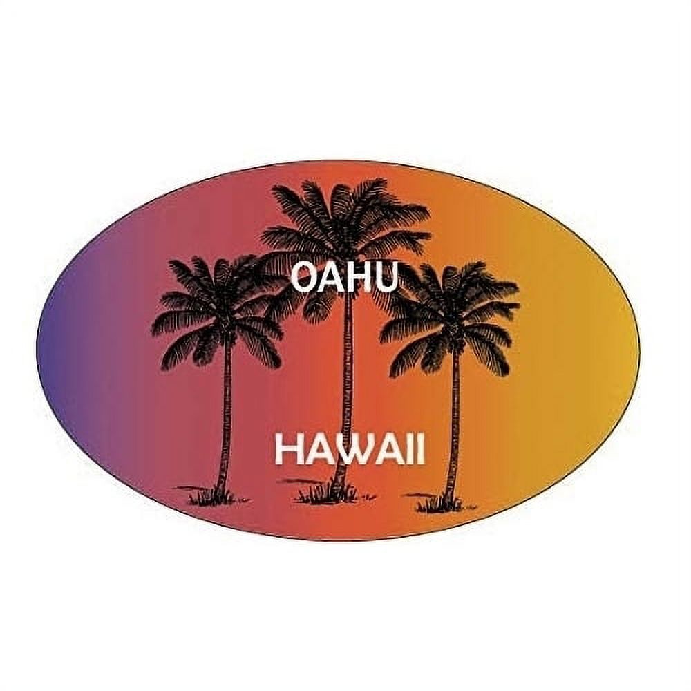 Oahu Hawaii Trendy Souvenir Oval Decal