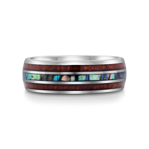Oahu Jewelers Koa Escape Abalone 8mm Men Comfort Fit Ring