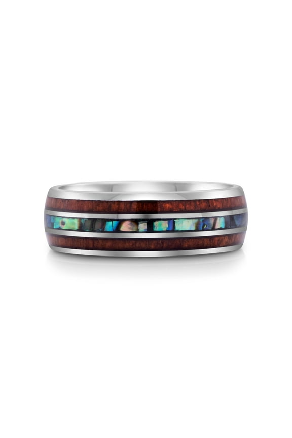 Koa Escape Abalone 8mm Men Comfort Fit Ring