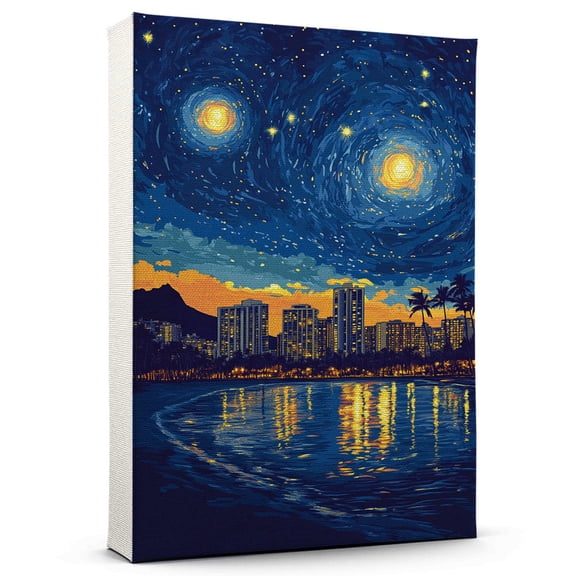 Oahu Travel Canvas Prints, Hawaii Starry Night Travel decor, Oahu Map Poster, Hawaii Travel Decor Artwork - 98AZ995