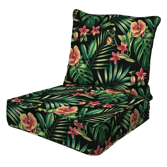 Oahu Tropical Black Essentials Deep Seating Cushion