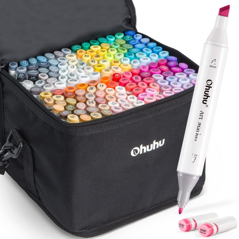 Ohuhu Art Marker 120 colors dual tip markers brush with Carrying