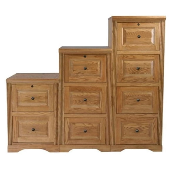 Oak 3 Drawer File Cabinet, Classic Bourbon