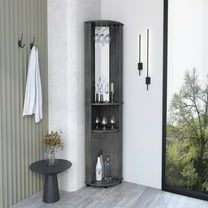 Oak Bar Cabinet, - Wine Glass Display Option Corner Cabinet With Stand & Lower Compartment