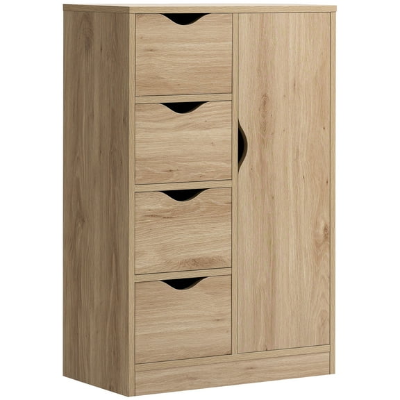 Oak Bathroom Storage Cabinet - 4 Drawers And Door For A Stylish By Versatile