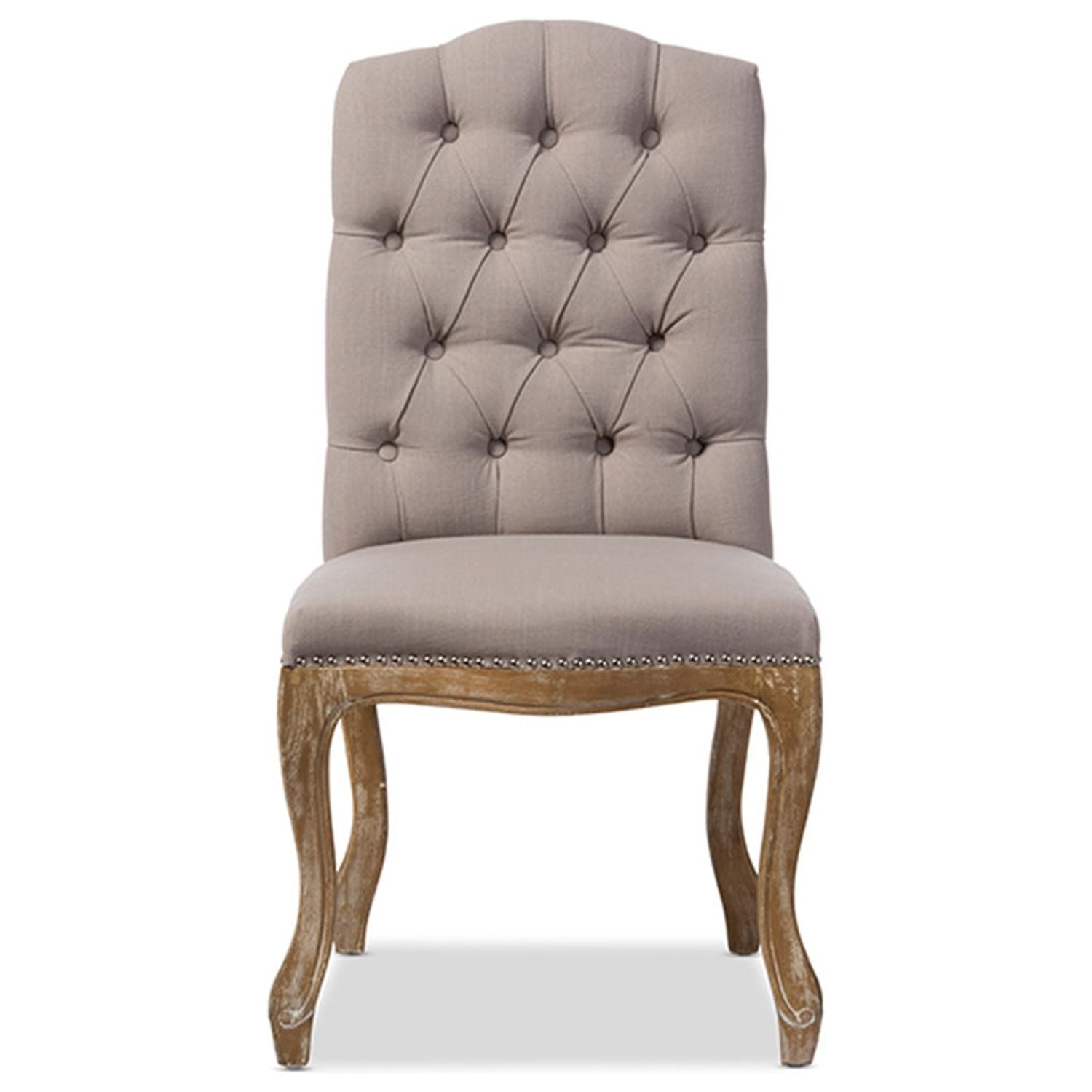 Hudson Beige Linen Upholstered Button-Tufted Parsons Side Chair
