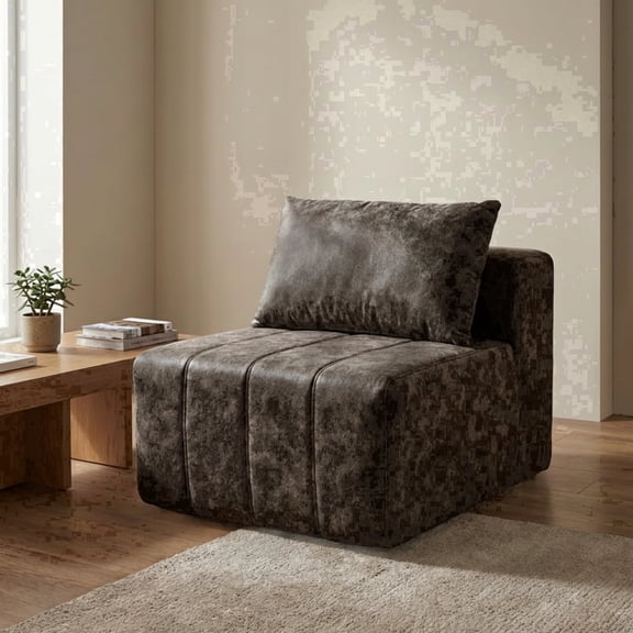 Oak and Birch 30" Wide 1-Seater Armless Chair Ergonomic Modular Couch, Compressed No-Assembly Sectional Sofa with Chaise & Bed-Style Layouts, Charcoal