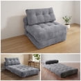 thumbnail image 1 of Oak and Birch Boneless Folding Sofa Bed, Convertible Floor Futon Chaise Lounge & Sleeper Bed, Shredded Foam Floor Couch for Living Room, Bedroom, Kids Room, Apartment, Chenille, Light Gray, 1 of 8