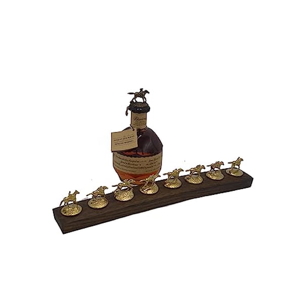 Oak Bourbon Whiskey Barrel Display for Blanton's Bourbon Horse Cork Stoppers in a Walnut Finish