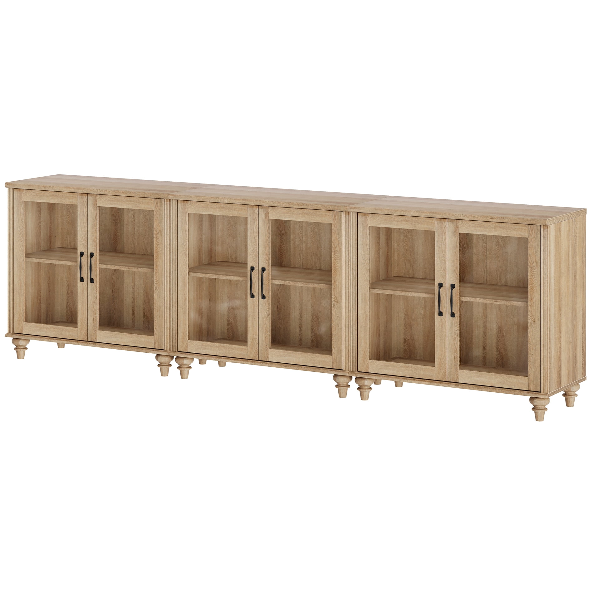 Oak Buffet Cabinet with Glass Door
