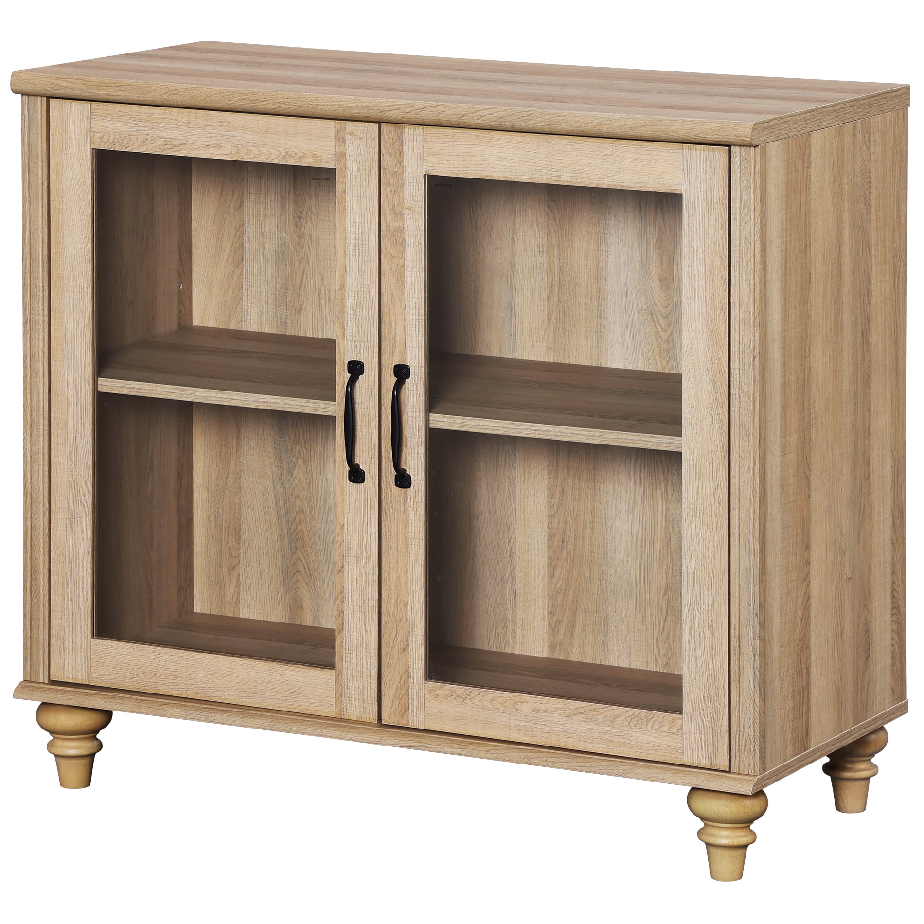 Oak Buffet Cabinet with Glass Door