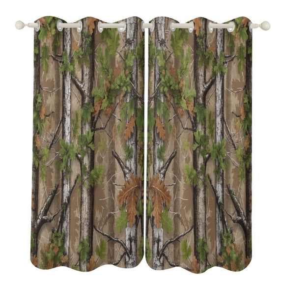 Oak Camo Pattern 2 Panels Blackout Curtains for Bedroom Living Room Drapes Kitchen Room Window Curtain Grommet