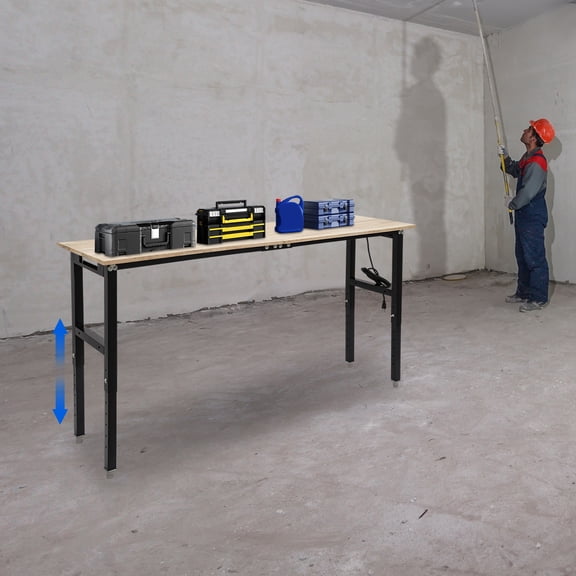 Oak Carbon Steel 182.88*50.8cm Adjustable Workbench 3000-Pound Load-Bearing Multifunctional Work Table With Socket