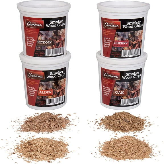 Oak, Cherry, Hickory, and Alder Wood Smoking Chips- 4 Pints - Wood Smoker Shavings Value Pack- Resealable Pints of Extra Fine Cut Sawdust - Perfect for Smoking Guns, Smokers, Smoke Boxes (0.473176 L)
