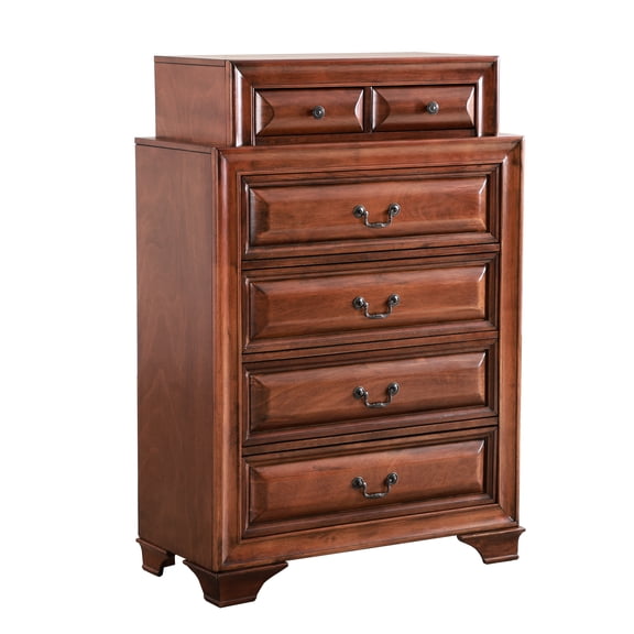 Oak Chest G8850: Real Wood Veneer Finish, Piece, Fully Assembled, Metal Enhanced Movement Particle Board, Intense Stain, Assisted Drawer
