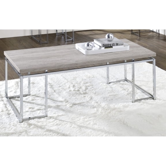 Oak Coffee Table - Geometric Lines & Finish Chic With Top Metal Base Elegance