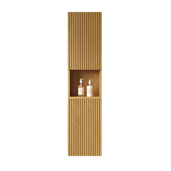 Oak - Colored, Plywood Cabinet - 3D Groove Door Design - Various Home Scenes - Easy to Get Started