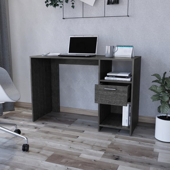 Oak Computer Desk With Practical Storage Choices - 43.3"w X 17.53"d Workspace For Optimal Office Efficiency Particle Board Construction Finish And Thoughtful Spaces Streamlined Work Manufactured Wood