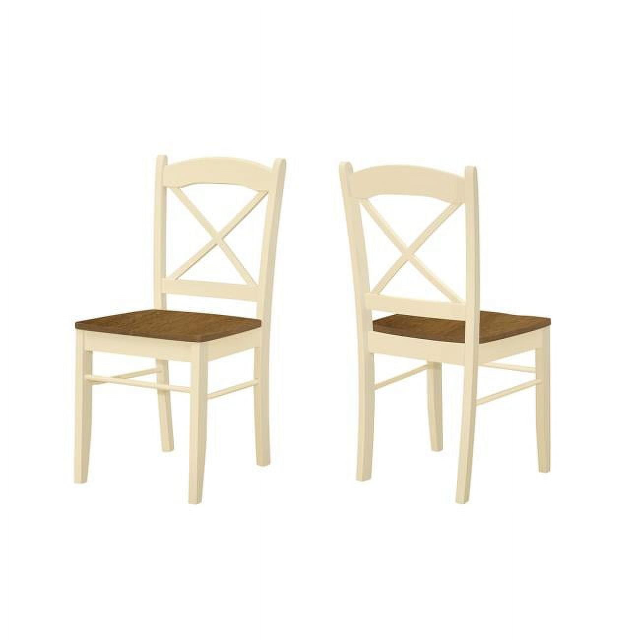 Oak & Cream Wood Legs Transitional Dining Chair, Set of 2 - Walmart.com